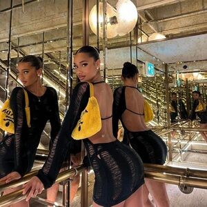 JADED LONDON Umbra Black Shredded Mini Dress